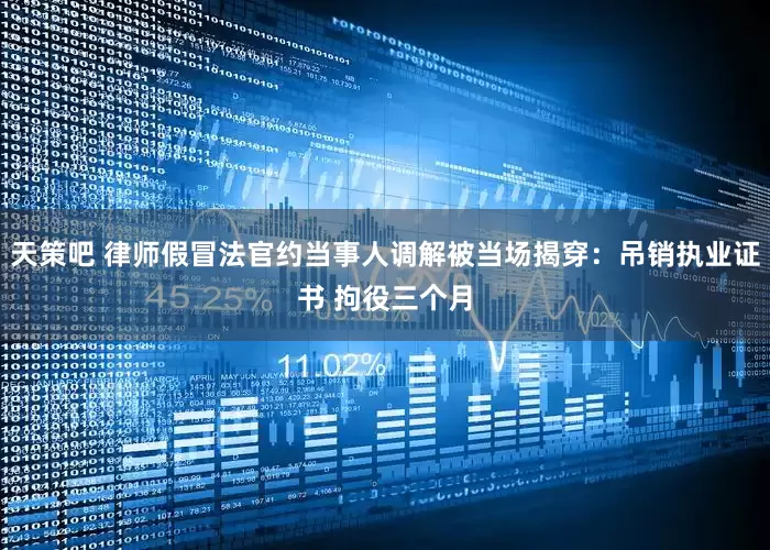 天策吧 律师假冒法官约当事人调解被当场揭穿：吊销执业证书 拘役三个月
